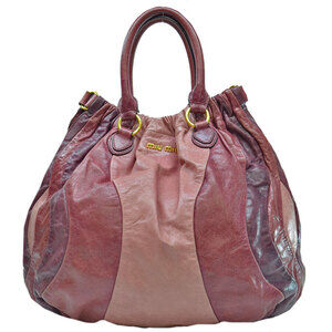 Miu Miu handbag dark pink red Burgundy Red Leather metal